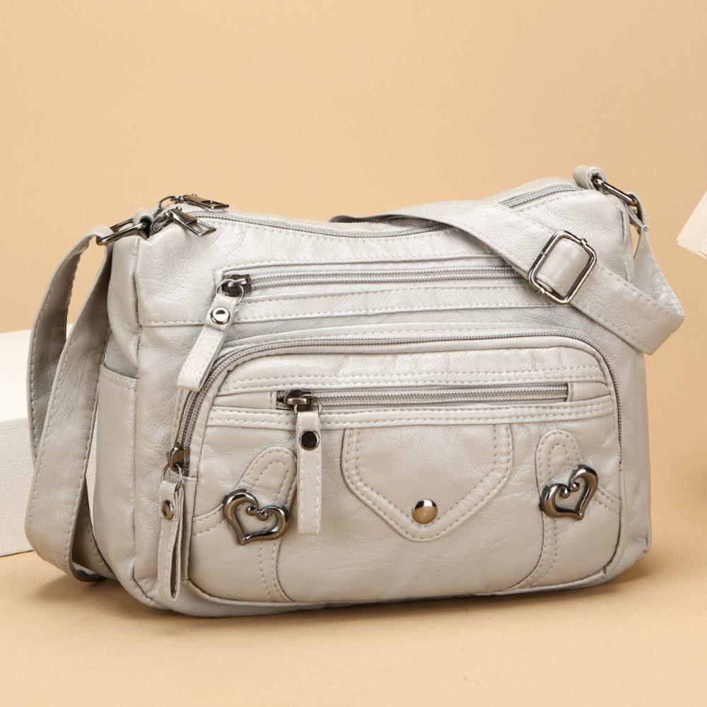 Borsa a tracolla in pelle PU Grande capacità Tracolla regolabile Borsa a tracolla per mamma Chiusura a zip Multi-scomparto Portafoglio da donna