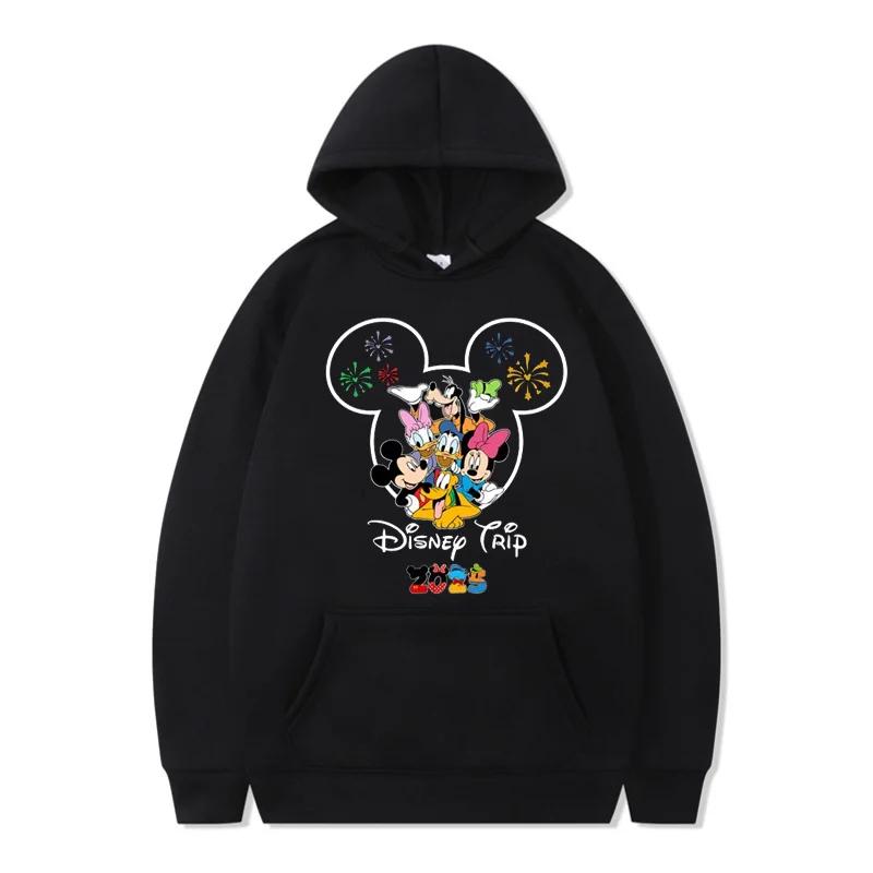 Funny Disney Hoodie My First Trip 2025 Mickey Minnie Printed Pullovers Tops Autumn Versatile Sweatshirts Women Casual Clothes