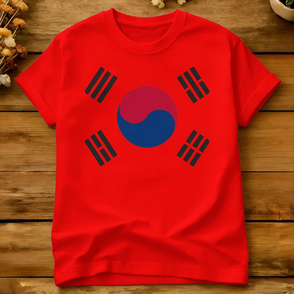 Oversized T-shirt Zomer Koreaanse Vlag Vrijetijds T-shirts Zuid-Korea Puur Katoen T-shirt Voor Unisex Klassiek Korte Mouw Top T-shirts