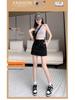 Women's Gray High-Waist Sporty Mini Skirt with Built-In Shorts - Spring/Summer A-Line Petite Skirt