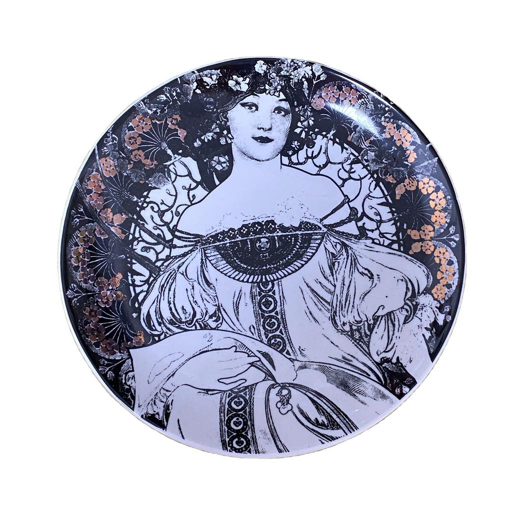 8 inch Alphonse Maria Mucha Oil Painting Decorative Wall Plate Home Bar office Wall Hanging Crafts Dish Decor Plate