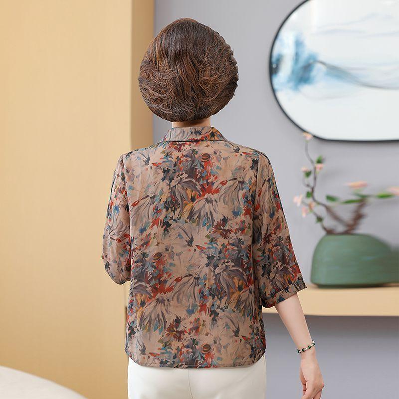 Summer Printed Shirt New Seven Quarter Sleeve Loose Thin Western-style Top