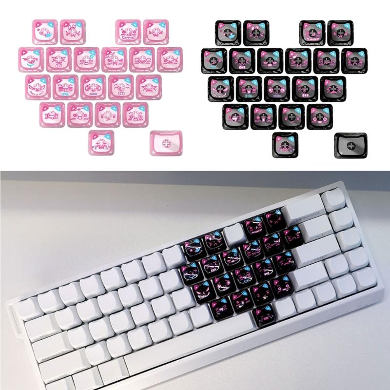 Ergonomic 21 Key Transparents Cats Shaped Keycaps With Heart Pattern PC Construction For Comfort Typing And Gaming Setups