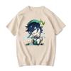 Genshin Impact Tshirt 100% Cotton T-shirt Kawaii Cartoon Clothes Women Fashion Tops Summer Short Sleeve Clothing Venti Print Tee