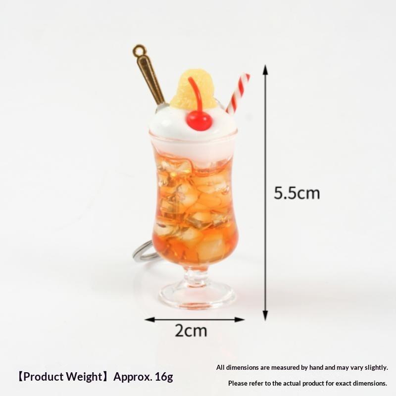 Mini Simulation Drink Cup Keychain Fake Juice Ice Cream Model Hanging Ornament Bag Pendant Decoration Car Keys Holder