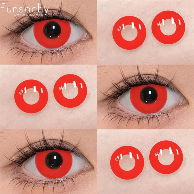 FUNSACHY 1 Pair Fashion Colored Contact Lenses for Cosplay Green Pink Anime Cosplay Lens Beauty Halloween Makeup Eye Soft Lens
