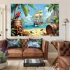 Caribbean Pirate Backdrop - Tropical Beach Ship, Parrot & Treasure Background