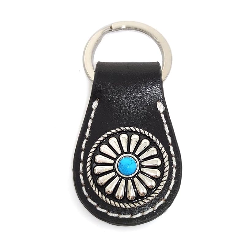 

[H.N.Z] men s key ring cowhide concho native key ring black rclk-001a