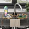 Küche Raum Aluminium Waschbecken Abfluss Rack Schwamm Lagerung Wasserhahn Halter Seife Abtropffläche Regal Korb Organizer Bad Zubehör