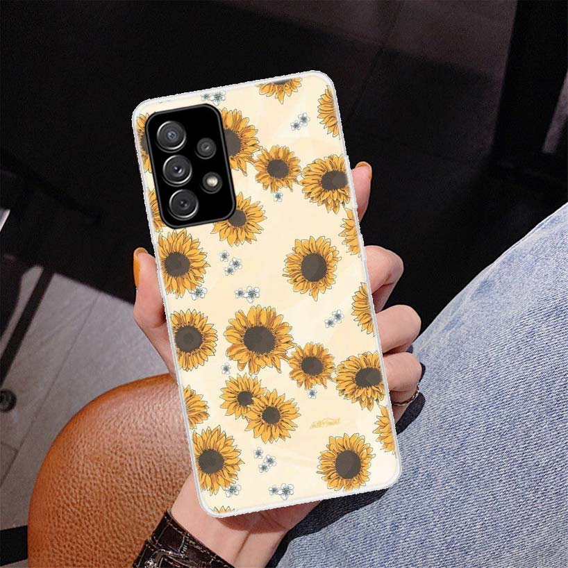 Beauty Yellow Sunflower Print Cover Phone Case For Samsung Galaxy A55 A54 A53 A52 A15 A14 A13 A12 A35 A34 A33 A32 A25 A24 A23 A2