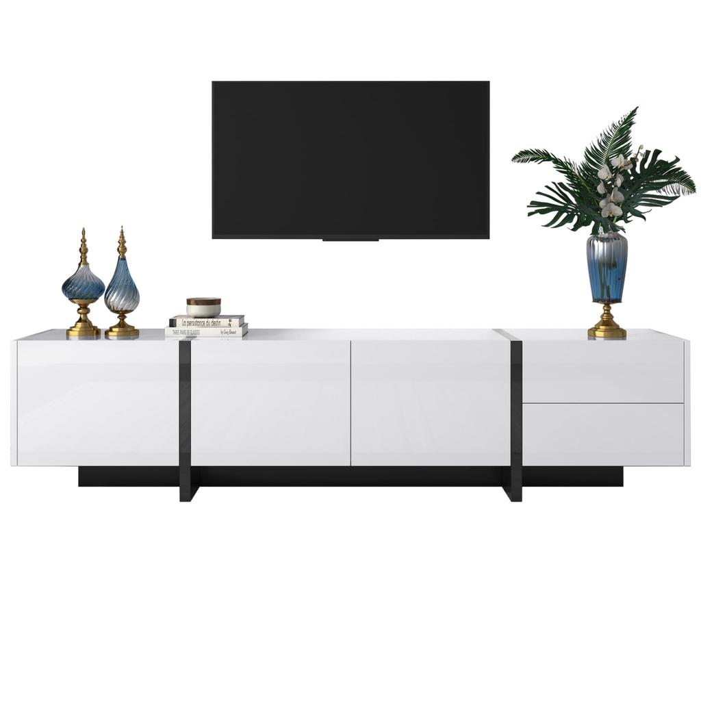 TV Schrank, TV Lowboard mit Schubladen, Moderner Fernsehtisch mit Stauraum, TV Tisch für Wohnzimmer und Esszimmer