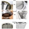 Drip Coffee Filter 304 Stainless Steel Double Layer Fine Mesh Paperless Reusable Food Grade Pour Over Dripper Cone Strainer Funnel Maker Accessories