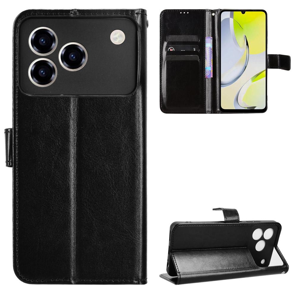 For ZTE Blade A76 4G PU Leather Case with Strap Crazy Horse Texture Phone Wallet Cover