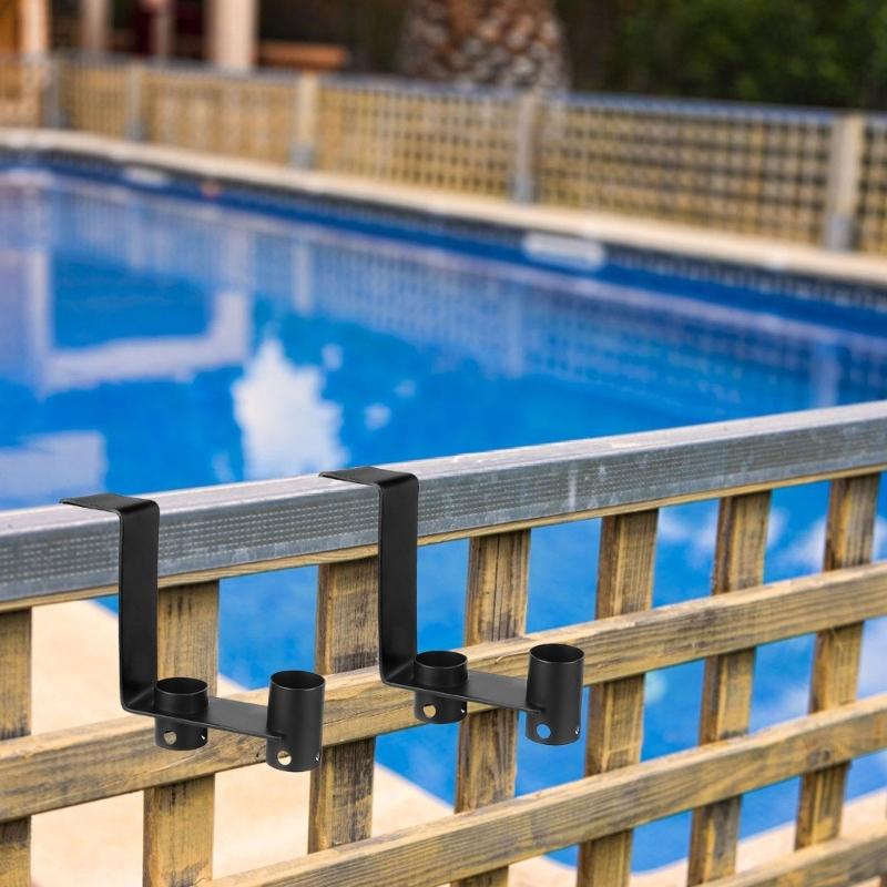 2pcs Pool Tool Hangers for Fences Railings Securely Hold On Brushes Vacuums Poles and Accessories Rustproof Designs