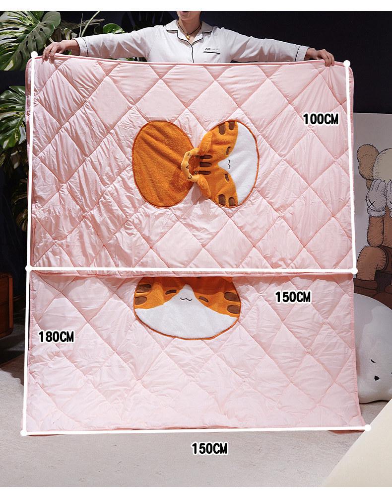 Cartoon Cat 2-in-1 Tote Pillow & Blanket for Car, Office, or Home