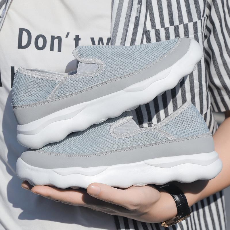 Tênis Masculino de Lona Slip-On Respirável - Tênis Casuais Confortáveis de Malha de Seda de Gelo para Primavera e Outono