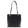 PST Chain Tote Shoulder Bag A20994 Matelasse Black Caviar Skin Women Used