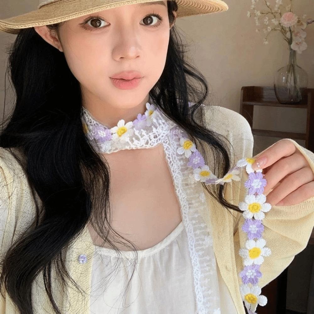 

Transparent Lace Long Scarf Flower Neck Scarf Elegant Chiffon Scarf Women Girl фіолетовий