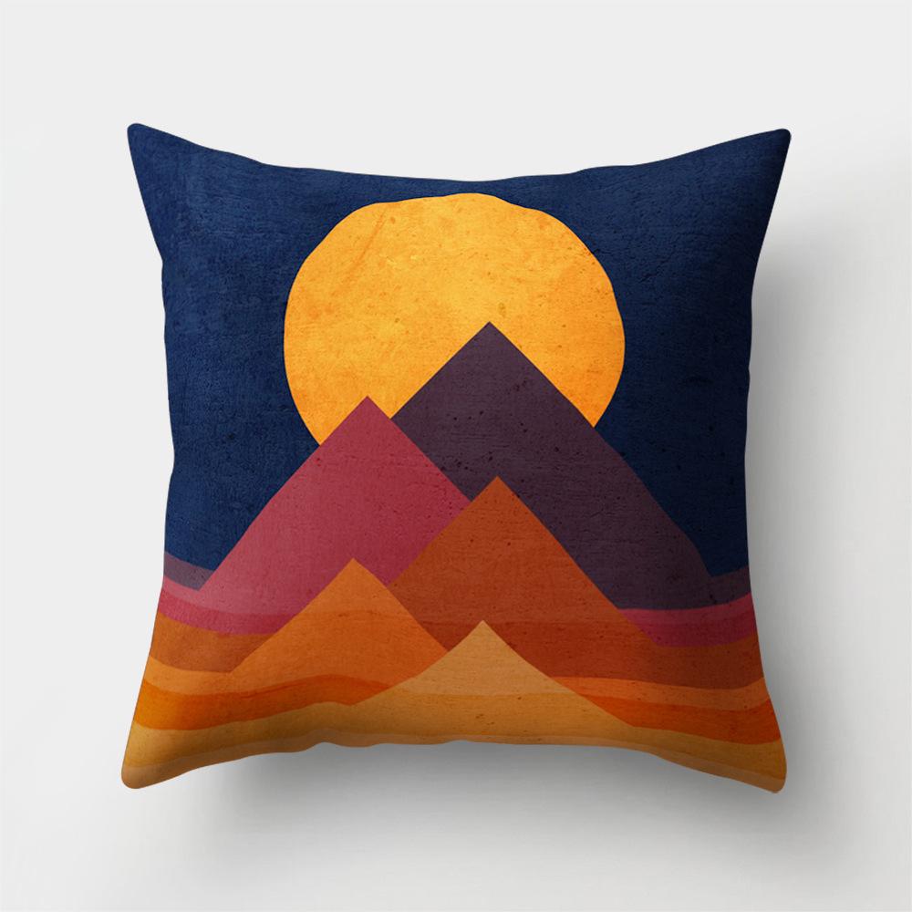 Car Waist Pillow Sofa Pillow Case Cartoon Sunrise Pattern Car Cushion Yiwu Pillow