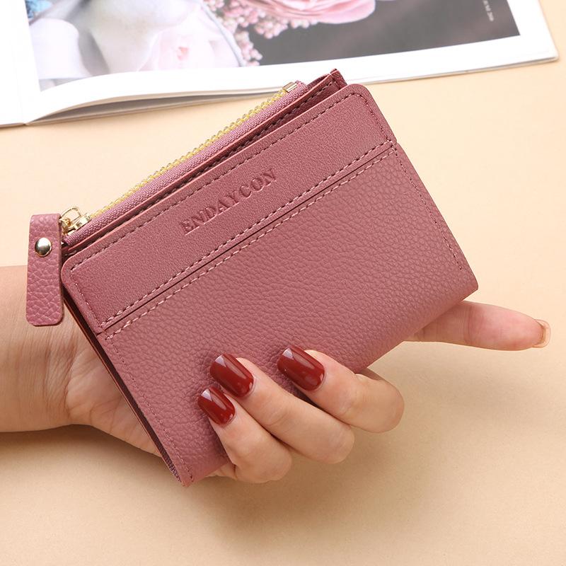 Women S Compact Wallet - Elegant Two-Tone Design with Zipper Closure Sequin Embellishments Perfect for Coins Small Essentials Coin Purse розовый 635₽