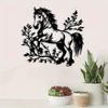 Galloping Horse Metal Wall Art Black White Garden Interior Decor