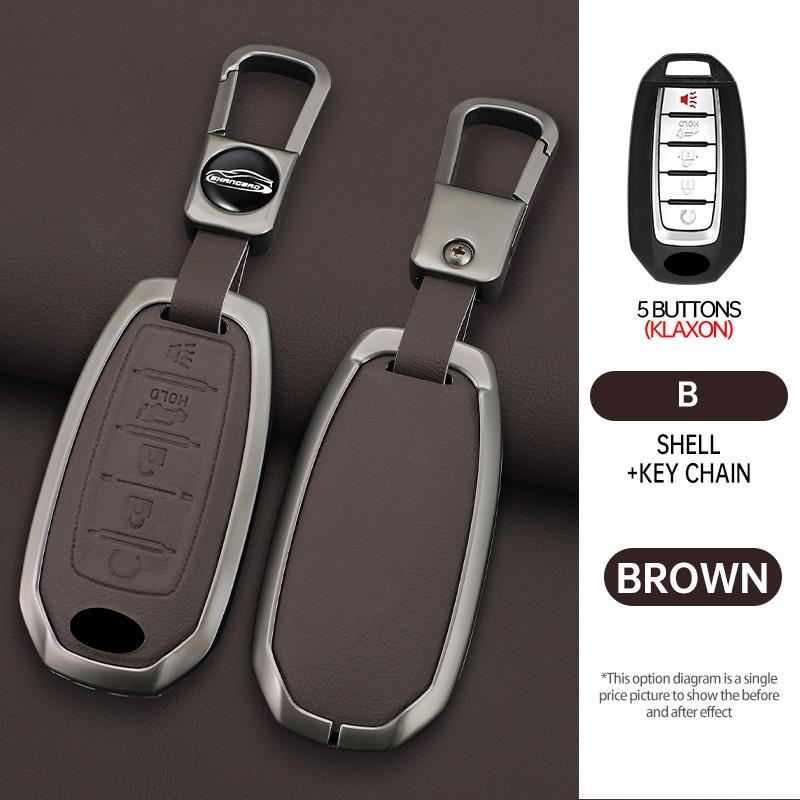 For Infiniti Q50 Q60 Qx50 Qx55 Qx60 Q70L Zinc Alloy Leather Car Full Key Case Cover Smart Remote Keychain Accessories