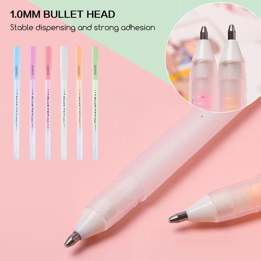 6pcs Candy Color Glue Pen,Handbook Dispensing Pen,Quick-Drying Dot Gule Stick DIY High Viscosity Glue School Office Supplies
