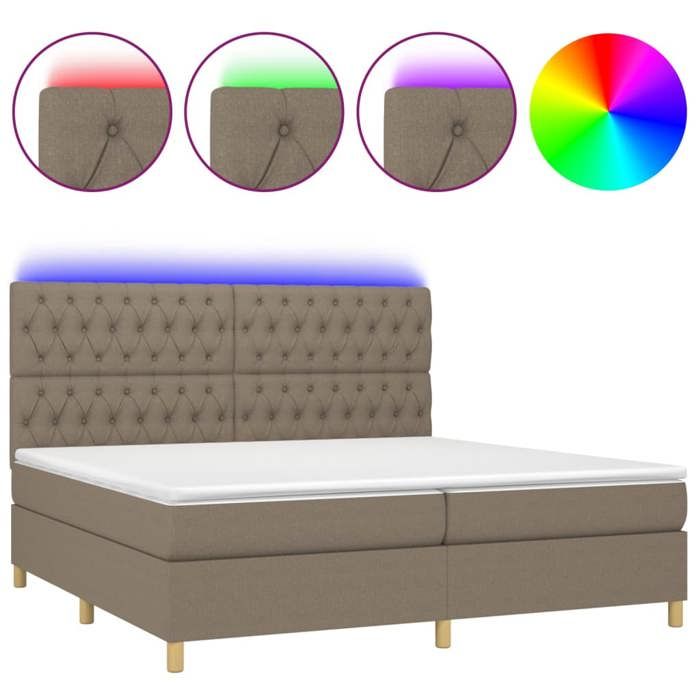 VidaXL Sommier à Lattes de Lit avec Matelas et LED, Lit Rembourré, Lit Double, Lit Adulte de Chambre à Coucher Intérieur, 3135705