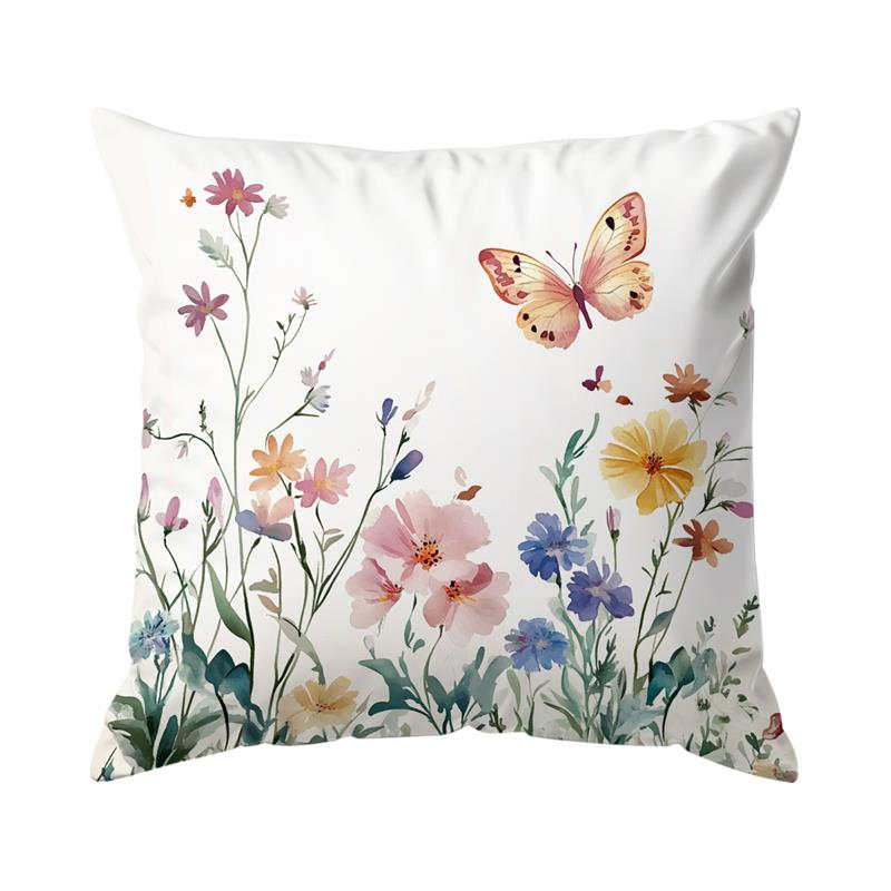 1Pc Spring Butterfly And Flowers Pillow Cover For Home Living Room Bedroom Sofa Office Decorative Pillowcase Soft Throw Pillows
