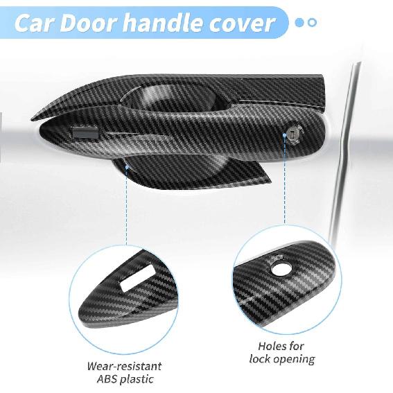 Exterior Door Handle Bowl Cover Trim Set for Toyota Camry LE SE XLE XSE 2018-2024 8th 8.5th Gen Door Handle Cover Protector Black Carbon Fiber