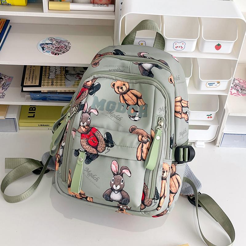Student Schoolbag Female Bear Print Backpack Graffiti Junior High School Student Small Backpack