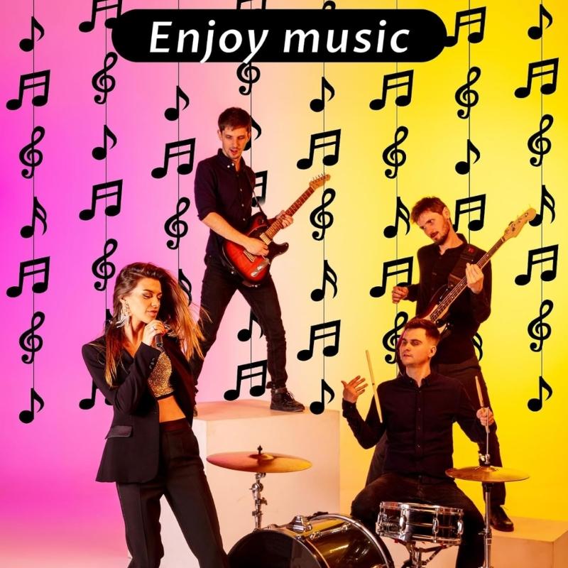 Recycled Paper Black Musical Notes Decorations for Party and Music Event Creating Festival Atmosphere Easy Installation