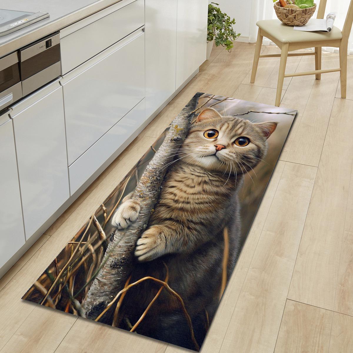 

1 шт. Милий котячий візерунок Килимок для підлоги Сучасний кухонний поліестеровий килимок Нековзкий барвистий внутрішній килимок, для домашньої ванної кімнати Спальні Декор вітальні 50*80cm