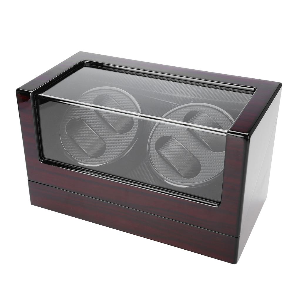 Mechanical Watch Winder for 4 Automatic Watches Holder Storage Display Case (Red Black,  )