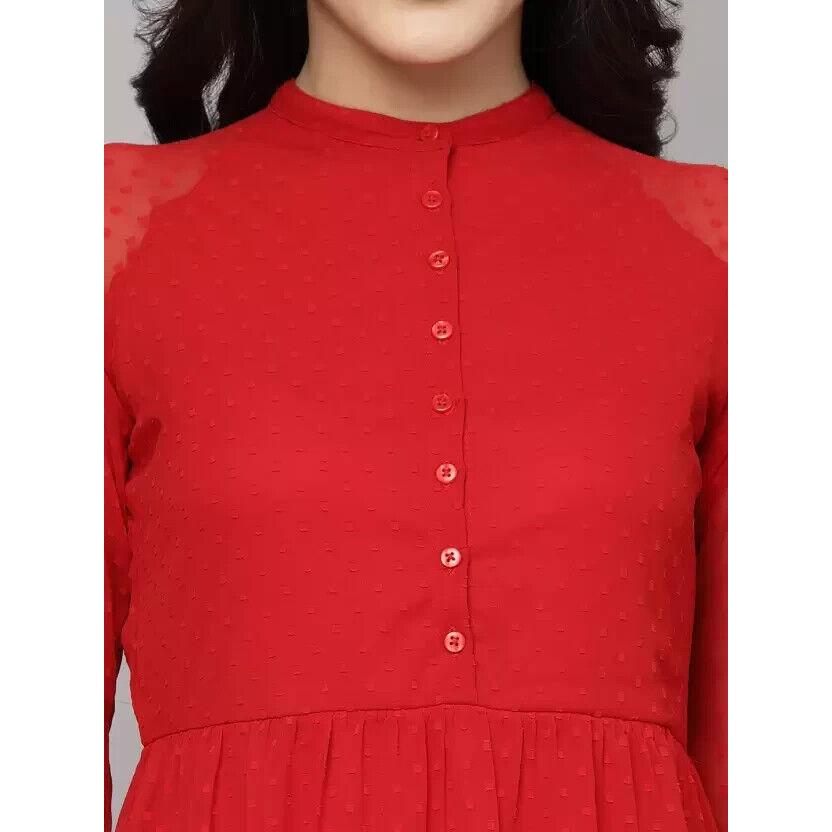 Women Fit and Flare Georgette Dress Top Tunic Bollywood Kurti Party Wear Top SC-1837