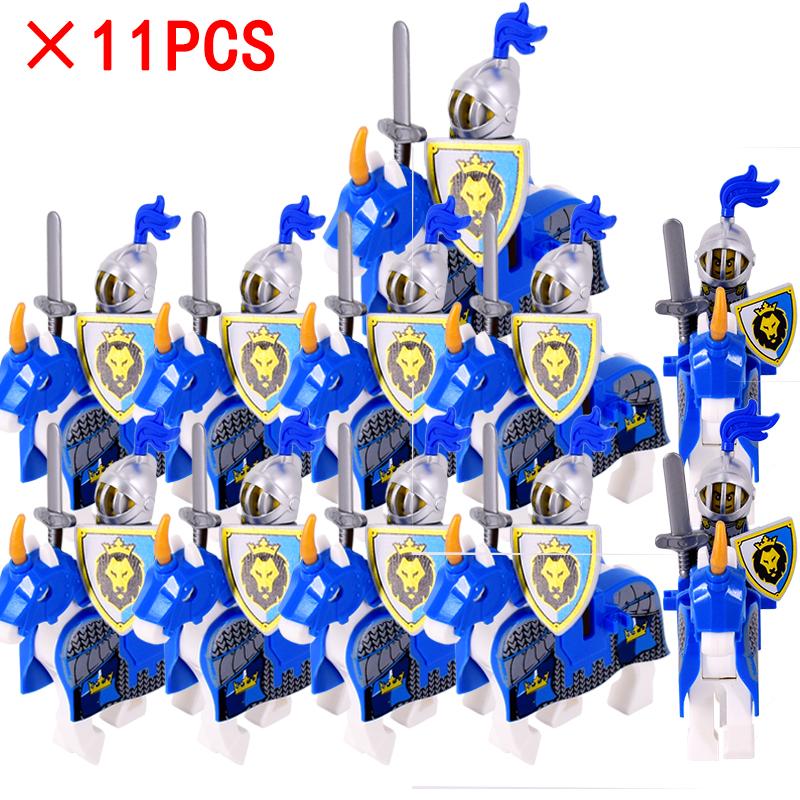 11 uds./lote Figuras Medievales Edad Media Roma Guerreros Soldados Caballo Castillo Rey Dragón Caballeros Bloques de Construcción Ladrillos Juguetes regalos