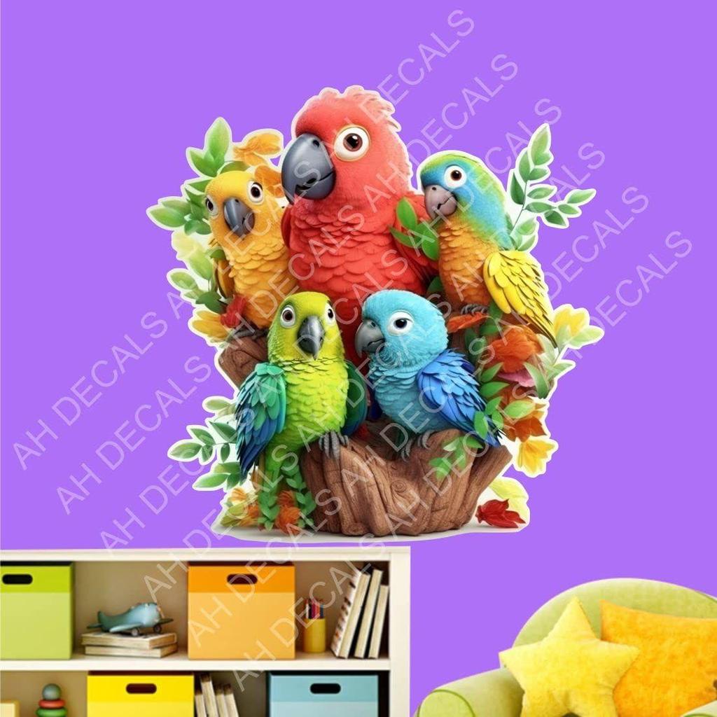 Beautiful Multicolor Parot Wall Sticker for Baby Kid Room Home Décor (60x60cm)