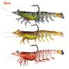 3PCS Large Prawn Luminous Bait, Lead-coated Shrimp Luya Soft Bait Soft Shrimp Bait Luminous Mouth Black Fish with Hook Bait