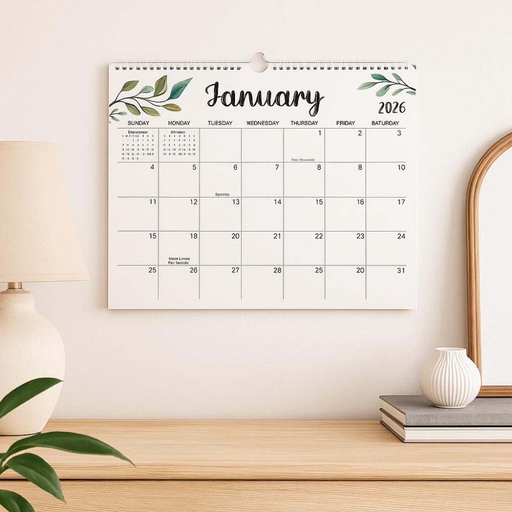 18 Months Leaf Pattern Calendar Square Weekly Schedule Calendar Durable Wall Calendar  Office