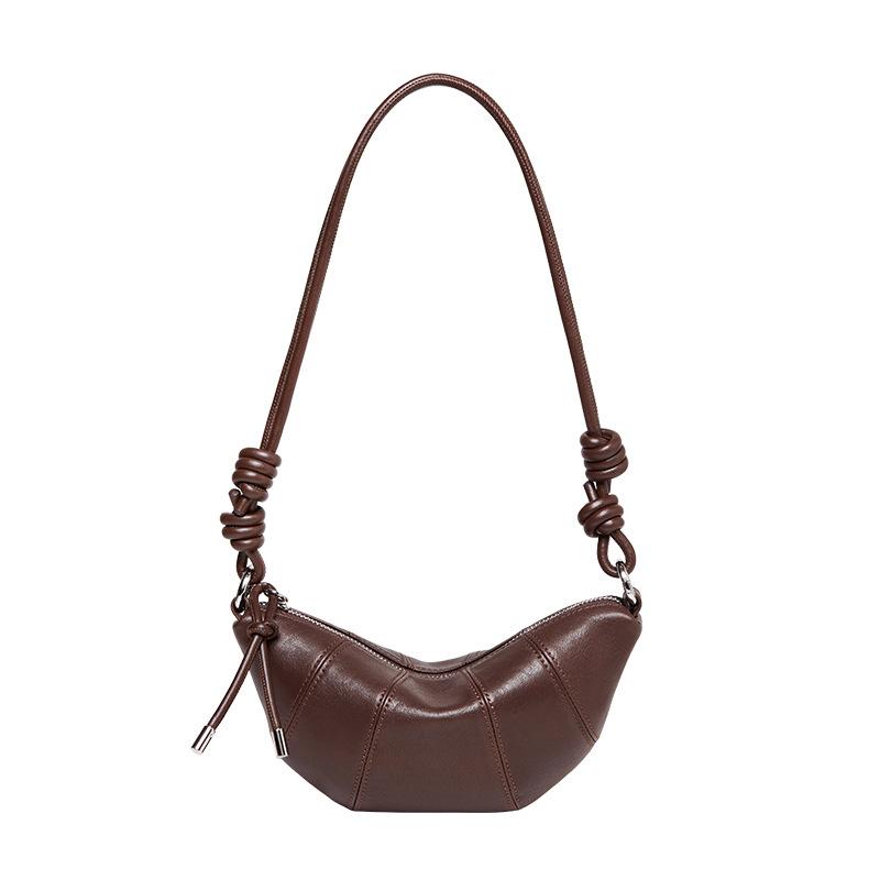 Mrs. Qiao 2025 New Vegetable-Tanned Cowhide Bag Underarm Crossbody Bag Dumpling Bag High-End Quality Soft Leather Crescent Bag