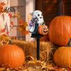 Outdoor Halloween Yard Decorations Solar Ghost Pumpkin Stake Light, LED Auto Light Sensor Garden Lamp, Waterproof Cute Lawn Ornament Decorative Ground