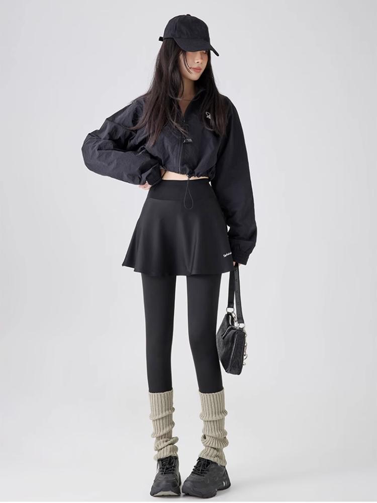 Fleece Leggings Herbst Winter A-Rock Warm Gefälschte Zweiteilige Shark Hosen Frauen Hohe Taille Sport Yoga Nahtlose Leggings