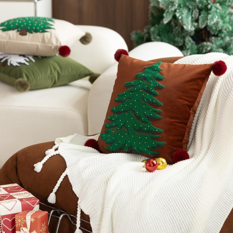 American Style Christmas Elements Cushion Cover Bedroom Living Room Sofa Decoration Pillow Cover Can Be Disassembled and Washed