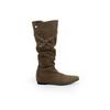 Cowhide version 0cm inner height increase~ two wear Korean pointed buckle with pleated middle tube stack boots women 0000 autumn and winter new