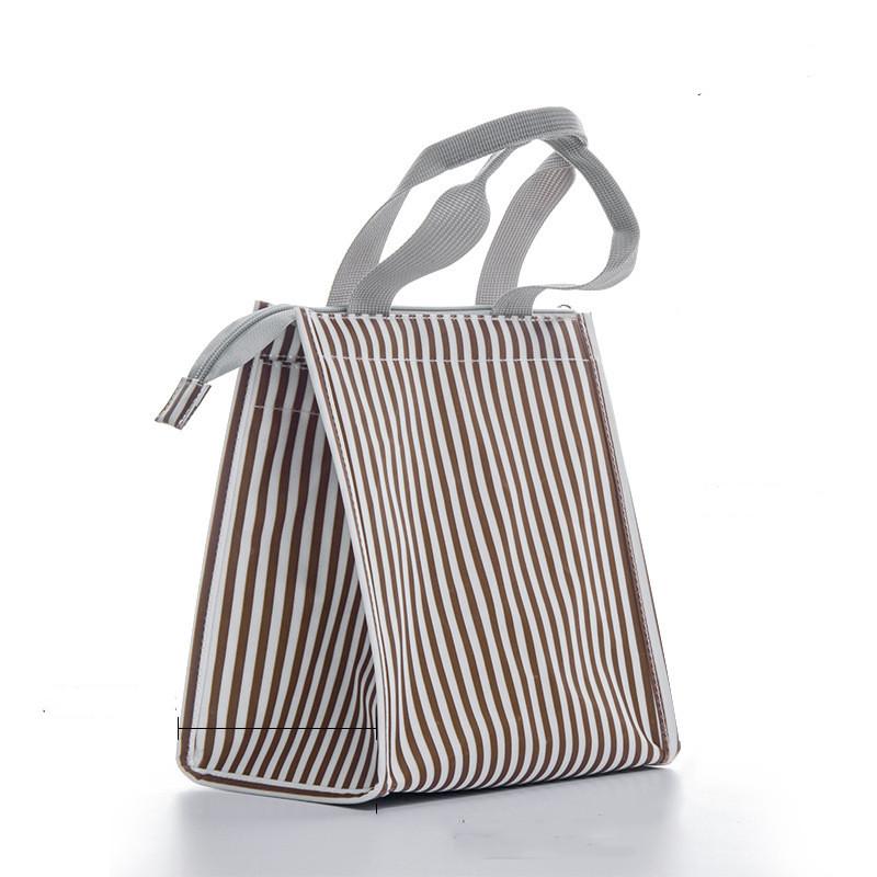 

Ланч-тоут большой вместимости с сине-белым полосатым треугольным дизайном для пикника Brown M