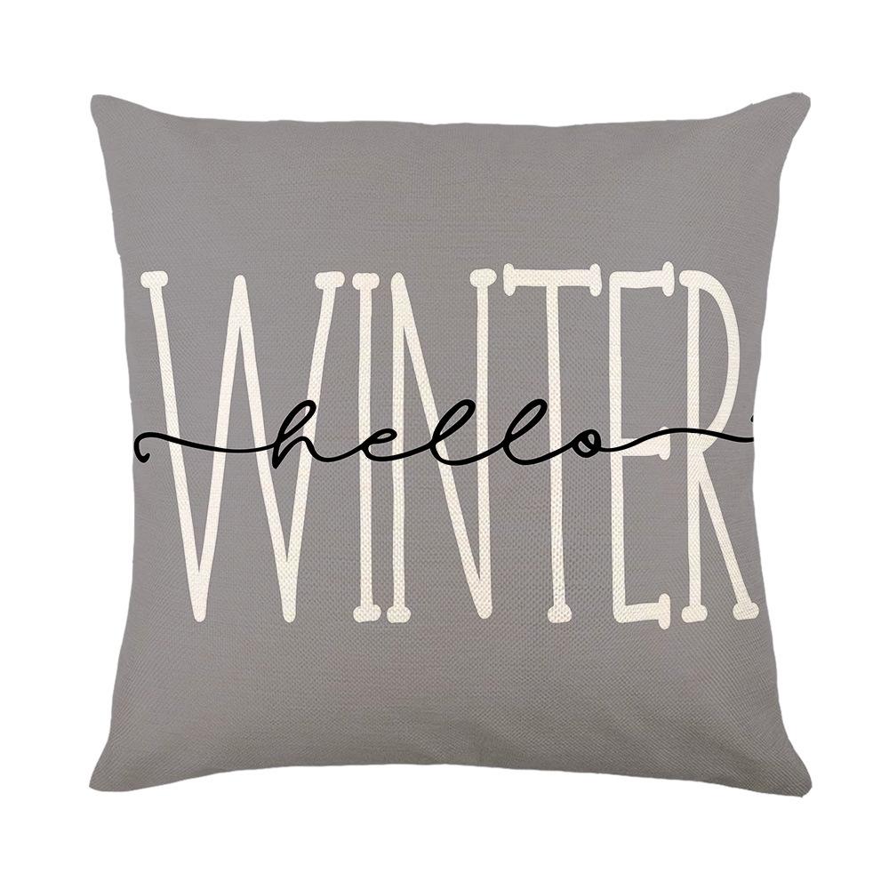 Christmas Plant Flower Pillow Cover Polyester Home Letter Print Sofa Cushion Cover Pillow