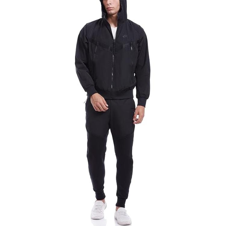 Nike Solid Color Hooded Long Sleeve Zipper Loose Jacket Men jackets Black DA7355-010