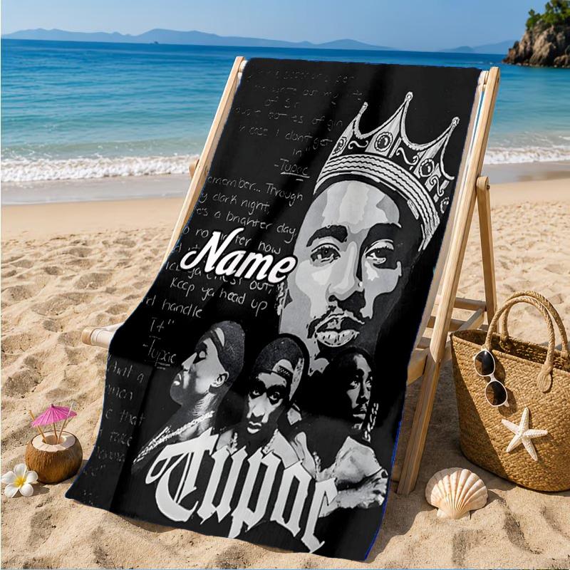 Custom Name Tribute Tupac's Legacy Heart In Space Adventure Microfiber Beach Towel, Lightweight for Summer Travel, Swimming Pool Fan Gift