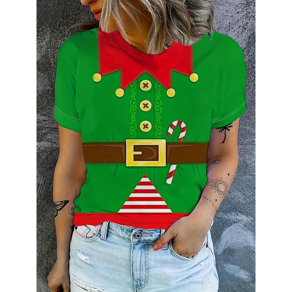 Stylish Comfortable Loose Round Neck Print Short Sleeve Daily T-Shirts Women’s
