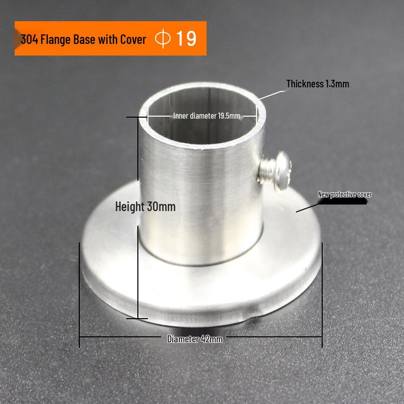 Ronggu Stainless Steel High Foot Flange Base for Clothes Rods, Towel Tubes, and Curtain Rods